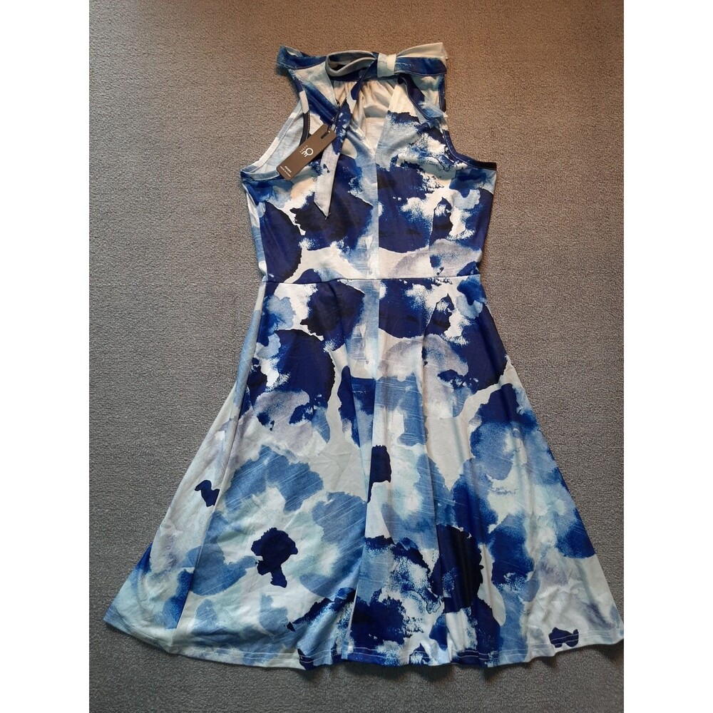 Ouges Dress Womens Small S Blue White Knee length Sleeveless NEW
